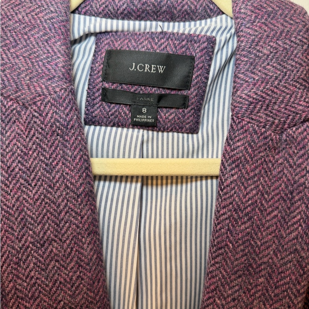 J.Crew Parke Blazer in Purple Herringbone English Wool Jacket 8 EUC - Picture 3 of 7